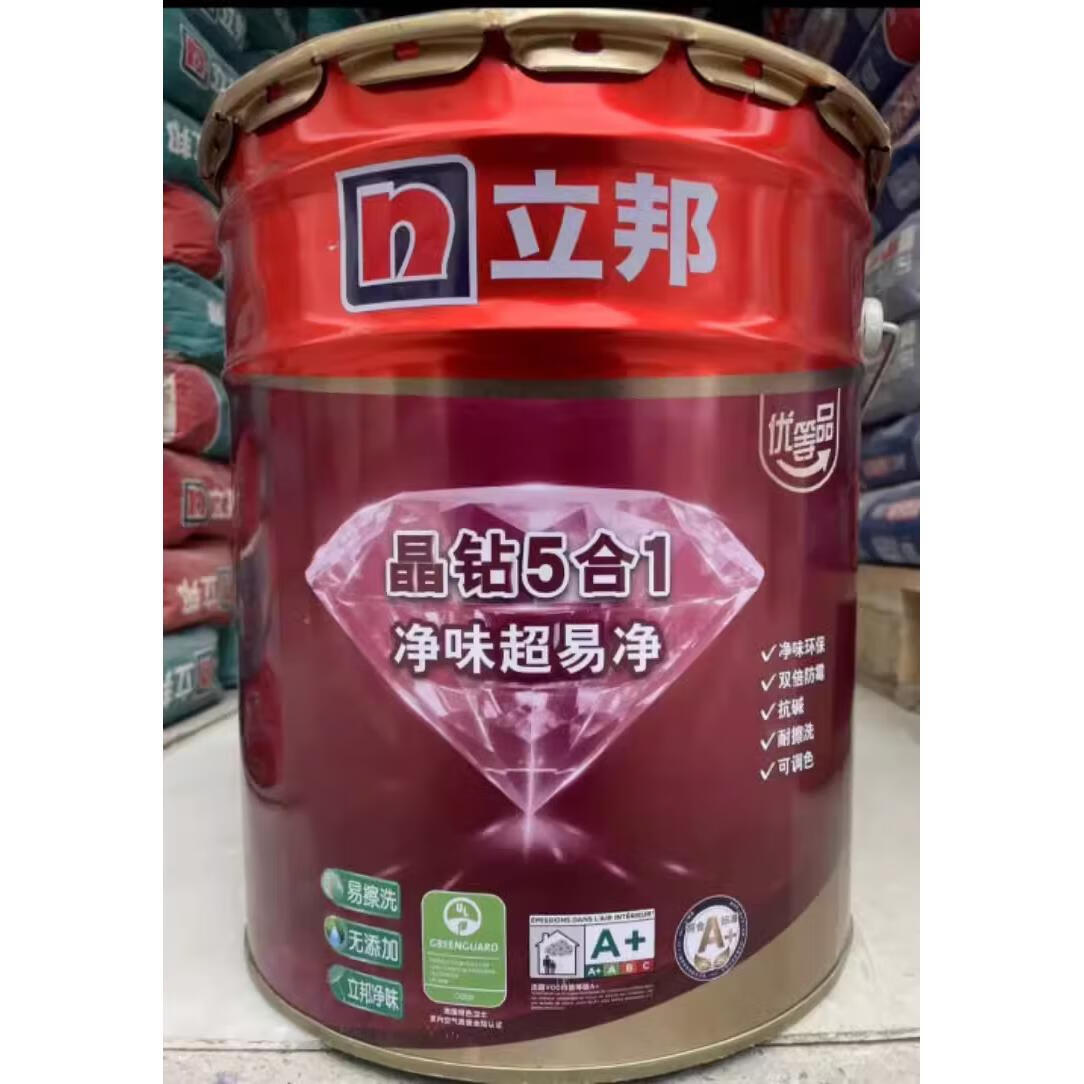 立邦乳胶漆 晶钻超易净五合一优等品内墙漆15升 15升 白色