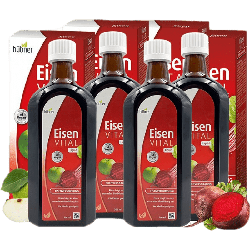 Huebner德國Eisen郝柏娜補鐵劑液態(tài)鐵元素孕婦補鐵補血口服液 500ml/瓶*4瓶裝