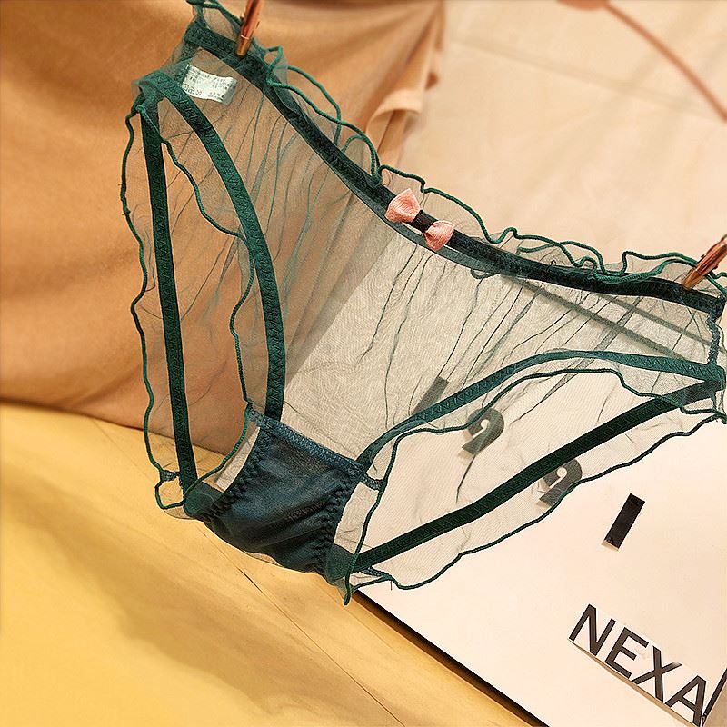 雅澜轩少妇内裤小内内透明火辣性格感短裤 绿色610 均码