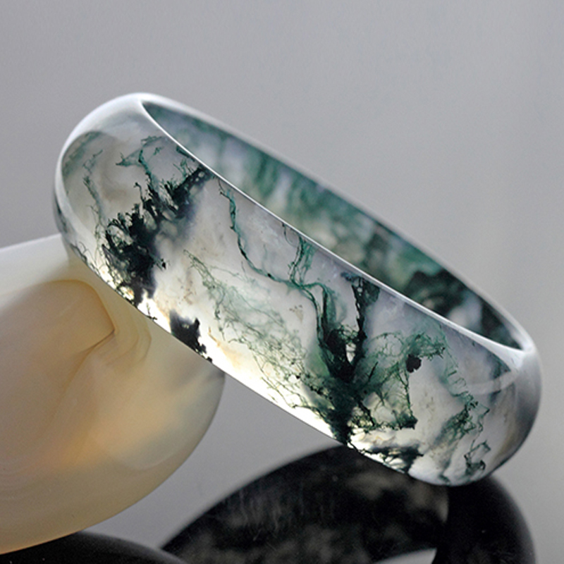 晶通天然玛瑙手镯水草玛瑙手镯 玉髓手镯女款草花玛瑙手镯 送证书