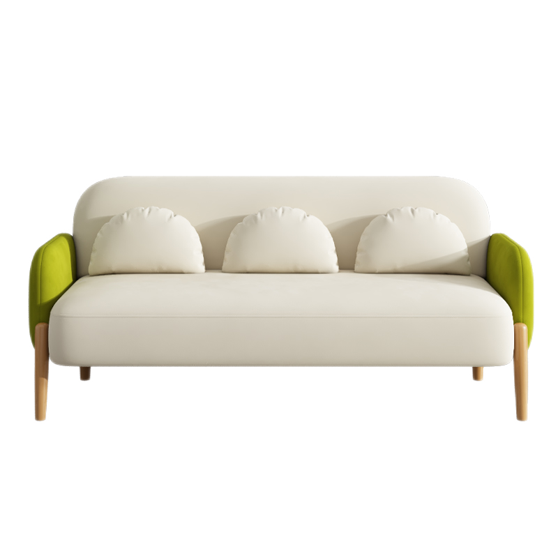 星奇堡 北欧轻奢科技布沙发客厅组合大小户型实木简约现代布艺懒人沙发多功能 橘色+米白【科技布】 单人67CM宽