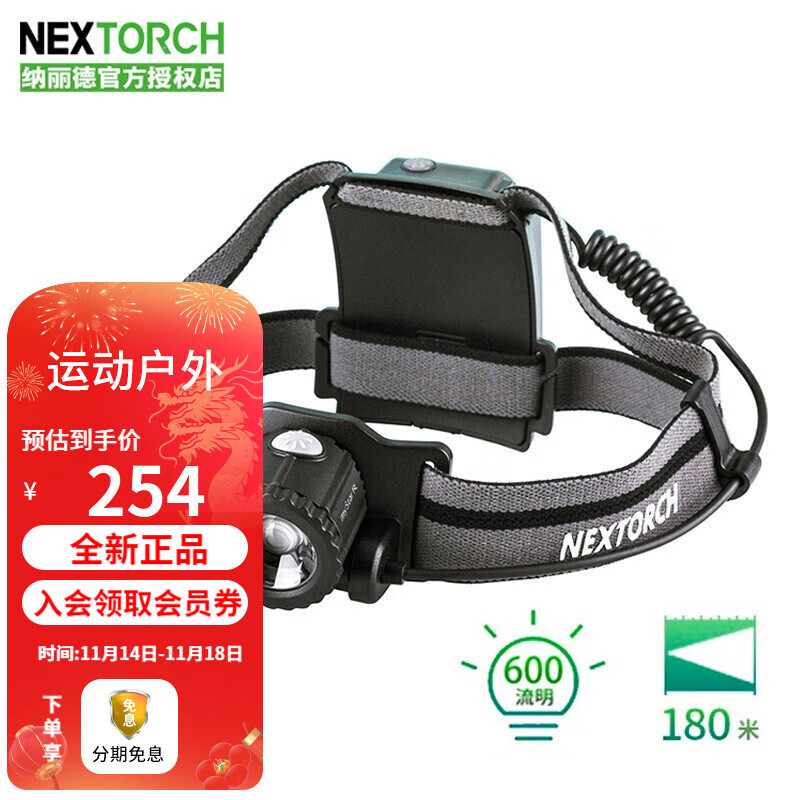 纳丽德（NEXTORCH）mystar R AA高亮变焦强光头灯  可充电 户外探险夜跑垂钓 mystar R AA(标配含3节AA电池）