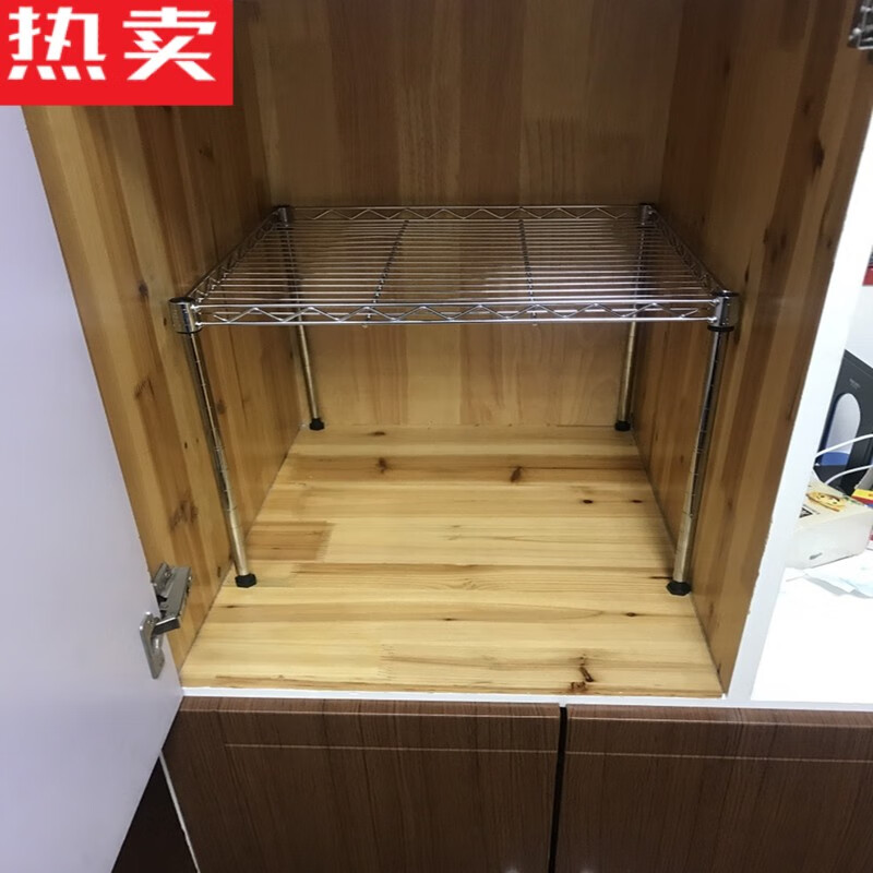 缘晟菁衣柜分层厨房置物架微波炉架不锈钢色隔层架锅架碗架加高调节