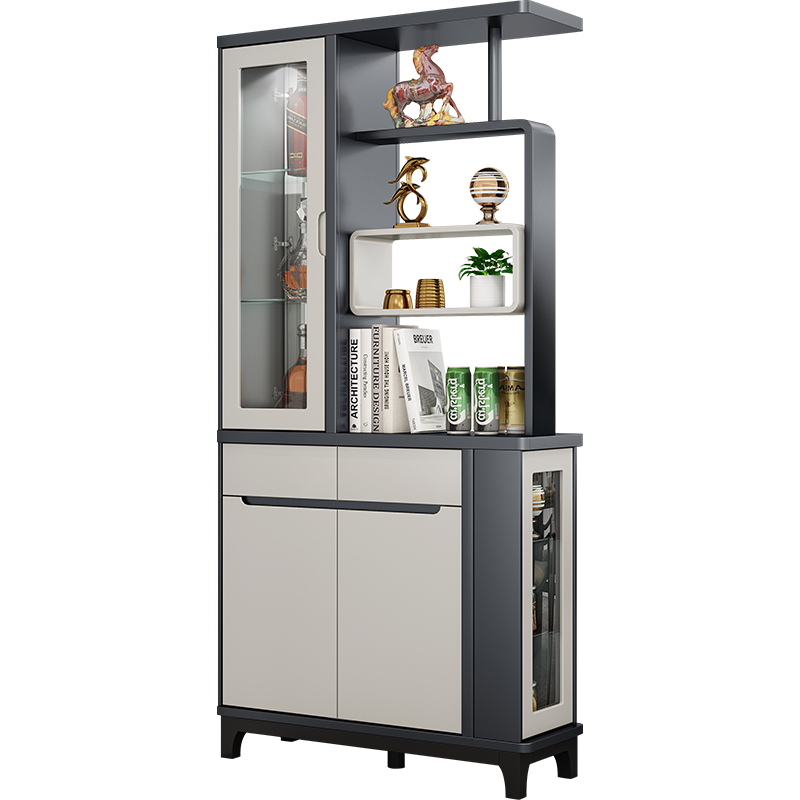 凱帝格 現(xiàn)代簡(jiǎn)約客廳玄關(guān)柜1米烤漆時(shí)尚酒柜入戶門廳間廳柜儲(chǔ)物一體柜 水泥灰