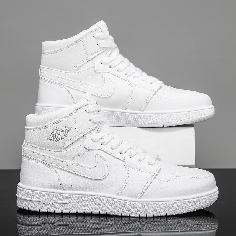 aj男鞋官网爱韩版篮球鞋空军一号aj1高帮中学生女鞋 乳白色 aj纯