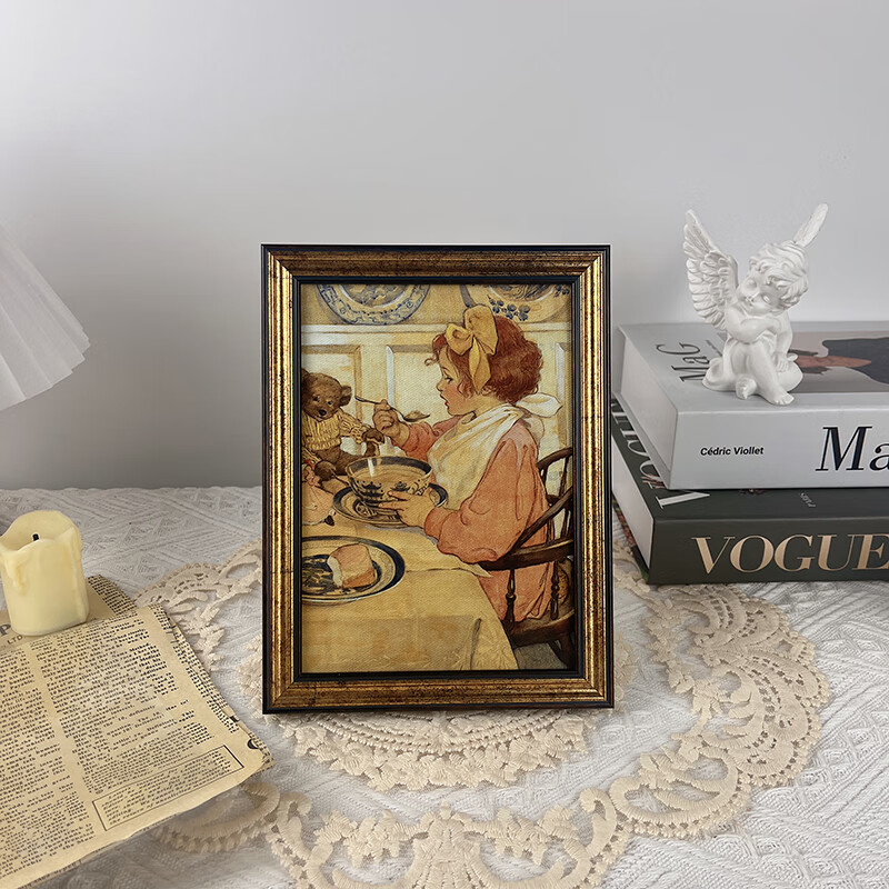 法式人物复古油画玫瑰女孩卧室古典装饰画挂画书桌 《早餐女孩》复古