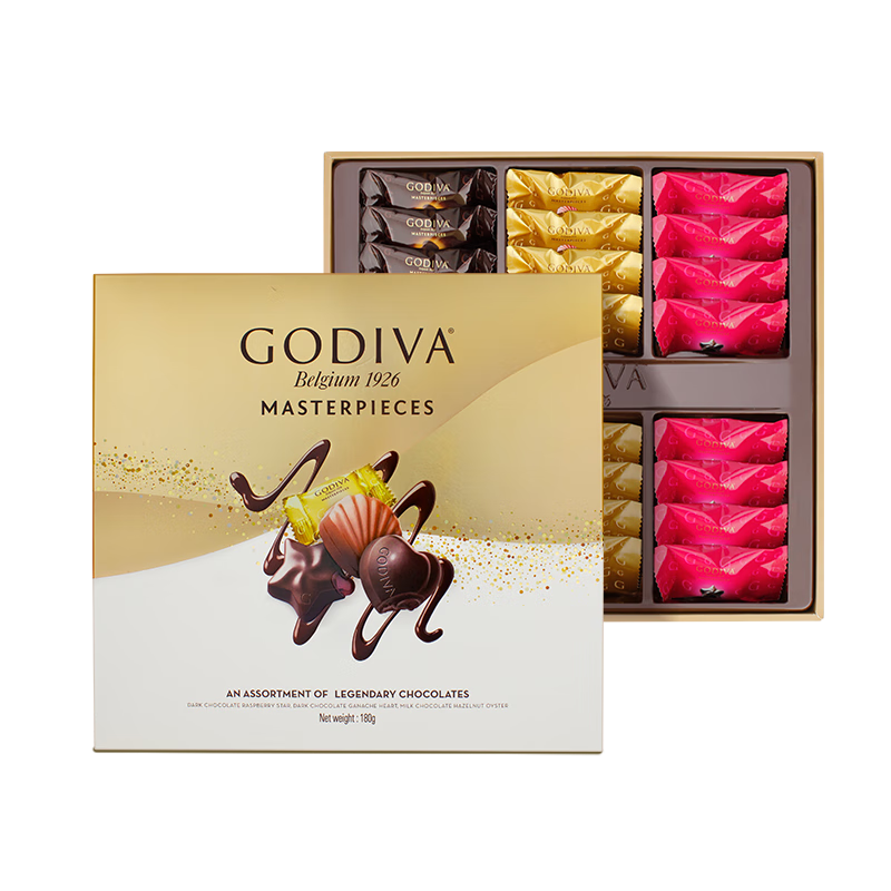 歌帝梵（Godiva）经典大师夹心黑巧克力礼盒24颗180g 办公室零食糖果 38女神节礼物