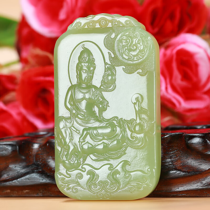 禄缘相珠宝严选玉雕大师万子涵作品 和田玉新疆若羌黄玉观音玉牌 福禧