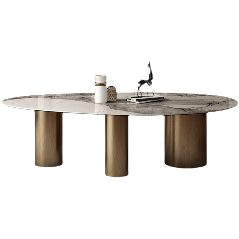 AEY 餐桌简约轻奢意式椭圆形岩板餐桌家用现代桌子 1.6m轻奢石岩板餐桌