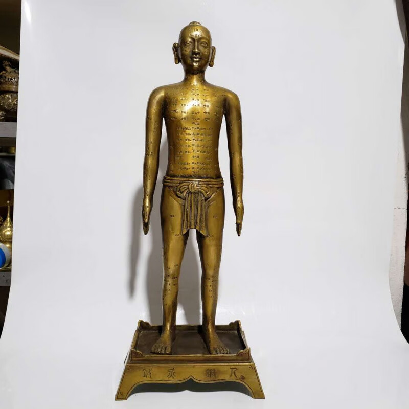 纯铜穴位人针灸人体男女模型铜人艾灸经络图中医药王医馆展示摆件