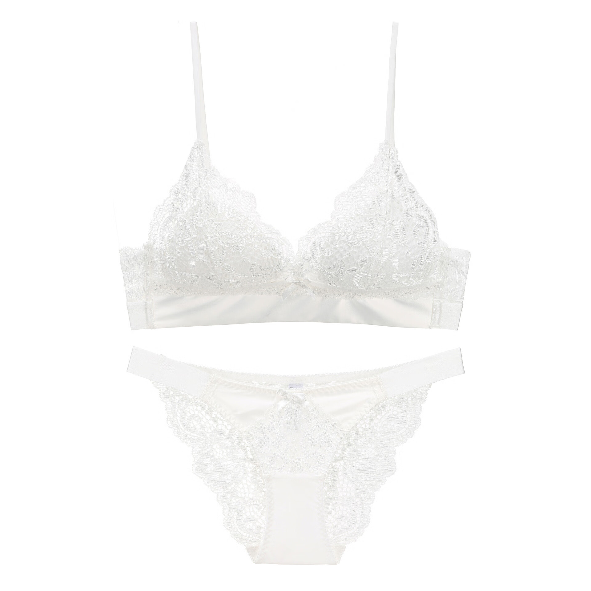 芬香世缘薄蕾丝无钢圈青年女性纯色三角杯内衣 蕾丝时尚女性内衣 白色