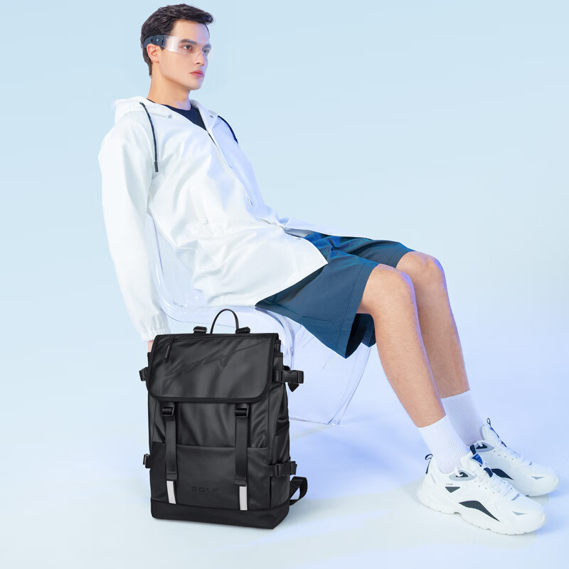 GOLF MADAM背包双肩包男士书包大学生15.6英寸笔记本电脑包旅行登山包健身包 黑色