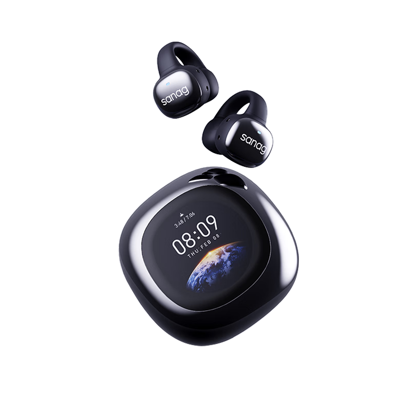 SANAG 塞那 S5骨传导概念蓝牙耳机夹耳式开放式不入耳运动跑步通话降噪 深夜黑