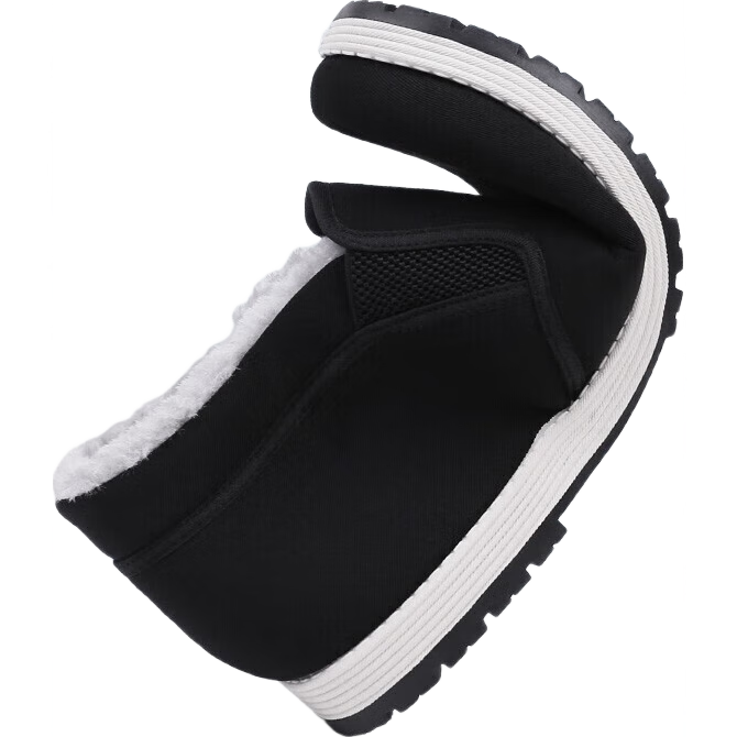 強(qiáng)人加絨保暖男棉鞋套腳款防寒平底休閑男鞋爸爸鞋 簡約棉布鞋 黑 43