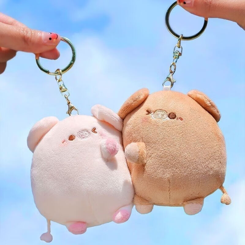 川布猪定一生钥匙扣磁铁猪猪挂件可爱相磁吸一对情侣小猪毛绒书包抖音