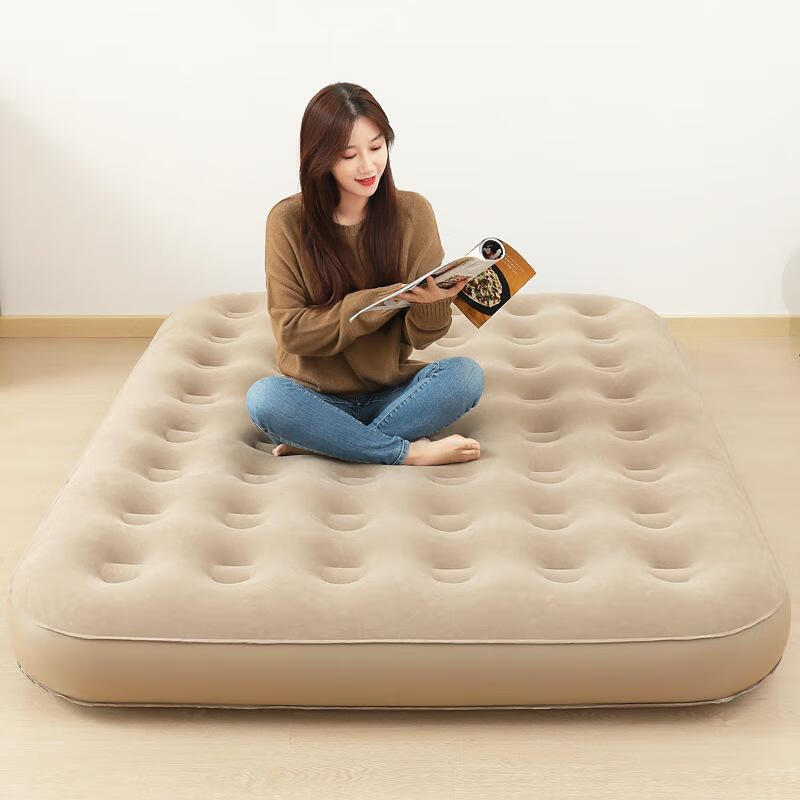 佳嘉优自动充气床垫家用单双人户外露营帐篷冲气床打地铺折叠便携 卡其色（外置电动泵） 单人（188*99*25cm)