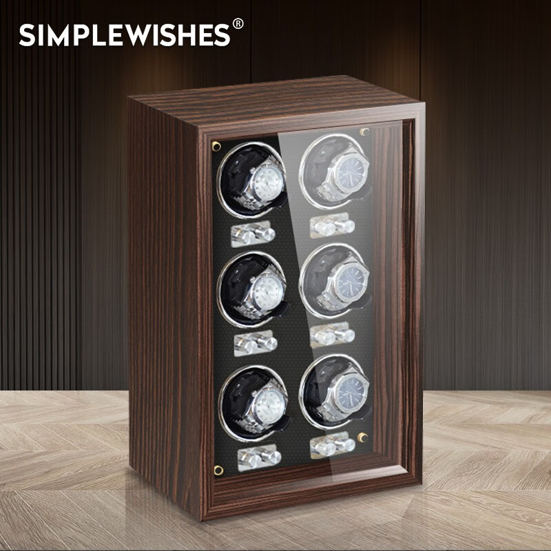 简单愿望（Simple wishes） 德国品牌摇表器机械表自动转表器家用转动放置器立式上链表盒 6表位/内黑【9档+伸缩表枕】