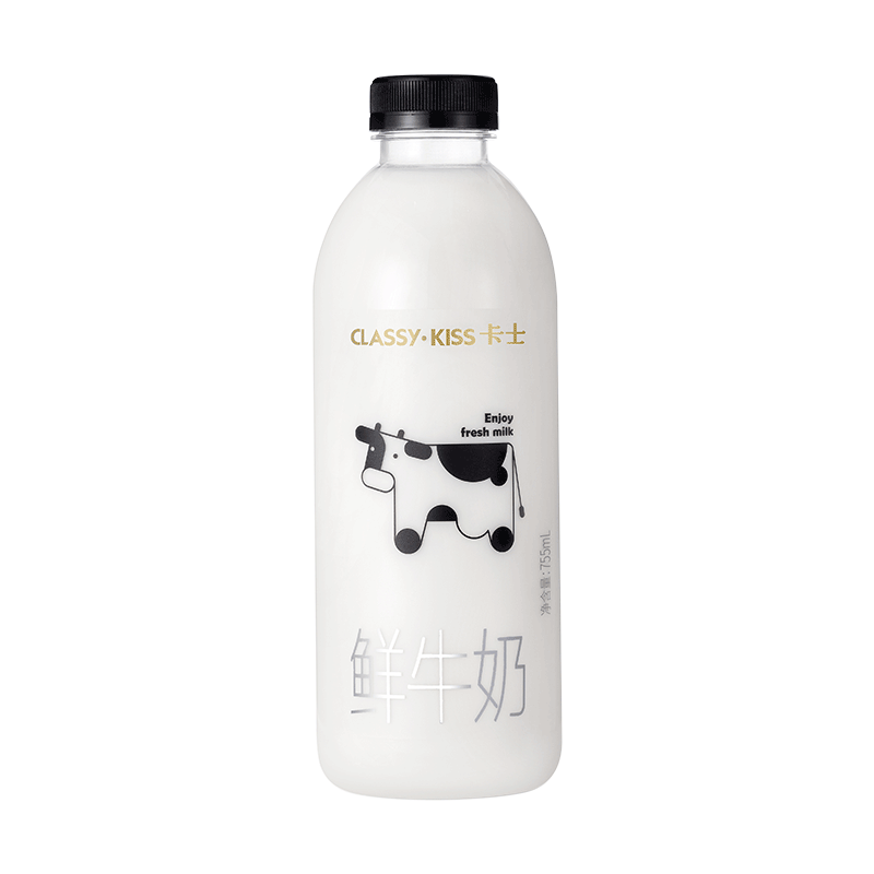 卡士 原真态度鲜牛奶755mL 3.8g原生乳蛋白 巴氏杀菌鲜奶 *6件