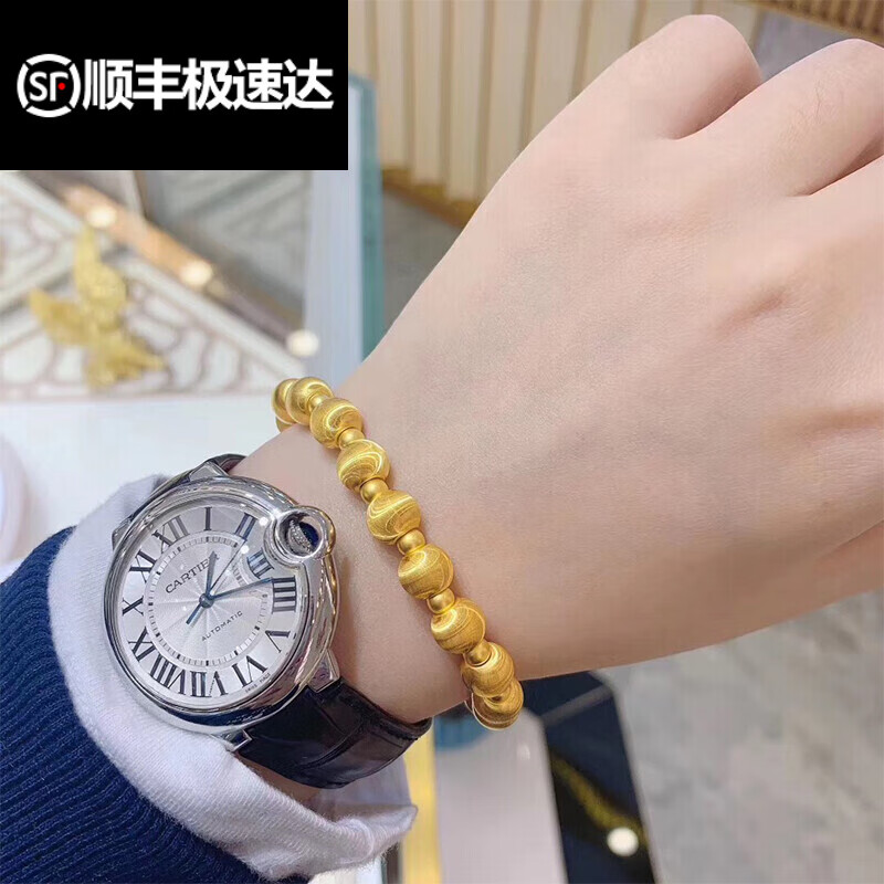 金猫眼珠黄金手串珠子999足金金珠手链女精致2022年新款猫眼石金手链