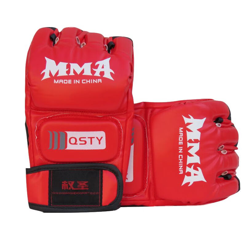 黄色  半指拳击男散打格斗拳五指成人搏击训练 mma半指(红色) 拳套1副