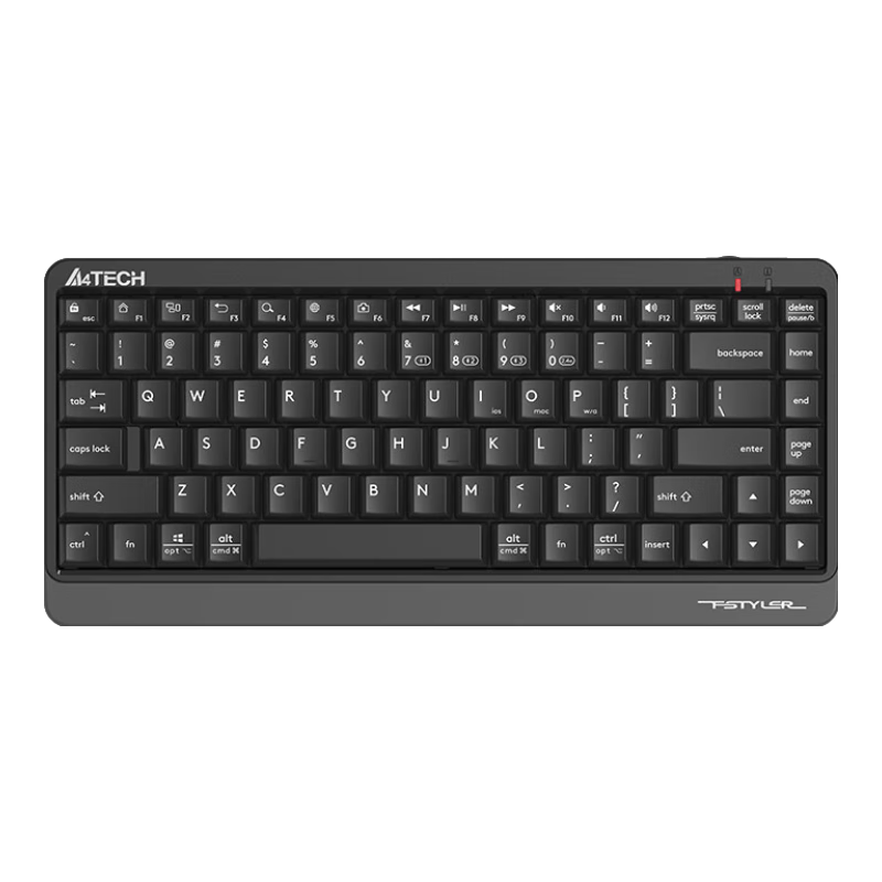 A4TECH 双飞燕 FBK11 86键 2.4G蓝牙 双模无线薄膜键盘 遂空灰 无光