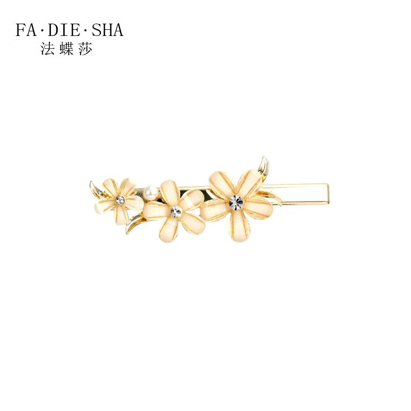 法蝶莎(fadiesha)品牌花朵鸭嘴夹少女日系发卡小众设计感刘海侧边夹网