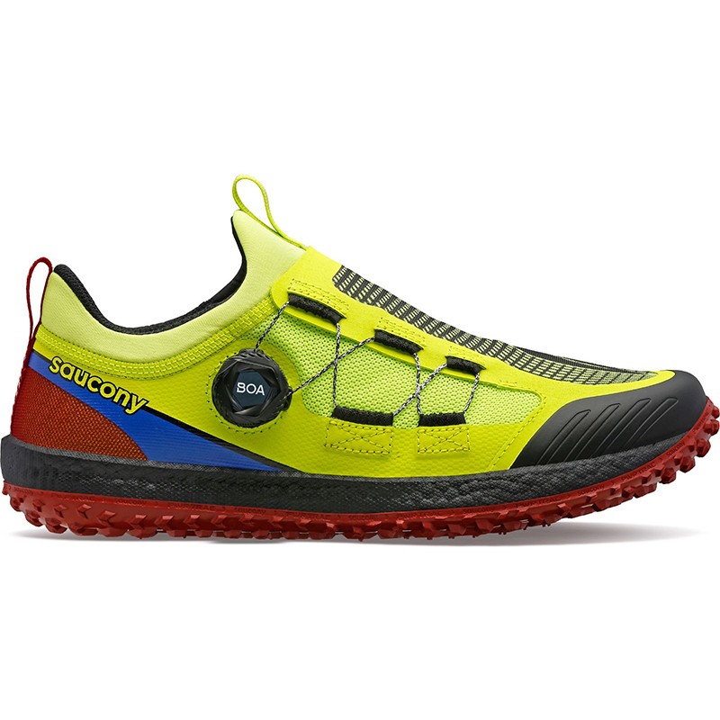 saucony索康尼 switchback 回旋2 回弹缓震支撑男子越野跑步鞋 黄绿