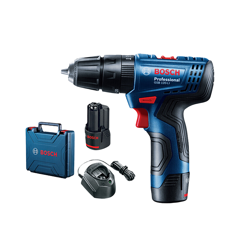 博世（BOSCH） 12V鋰電沖擊鉆工具箱套裝充電式手電鉆電動(dòng)螺絲刀電轉(zhuǎn)GSB120LI 2.0Ah×2塊電池標(biāo)配裝