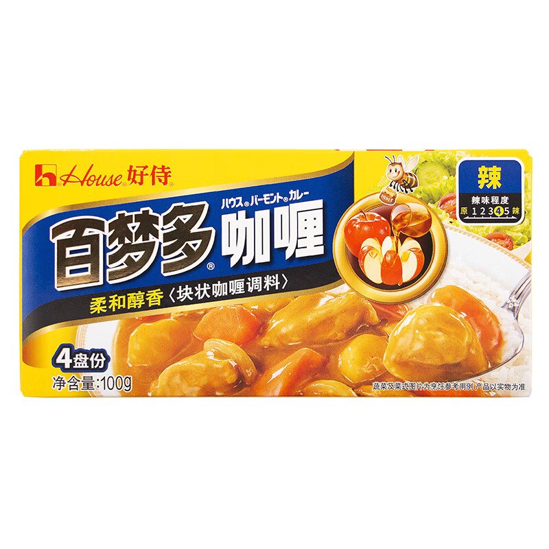 好侍(house)百梦多咖喱100g/盒 辣味  日式风味 块状咖喱牛肉鸡肉料理