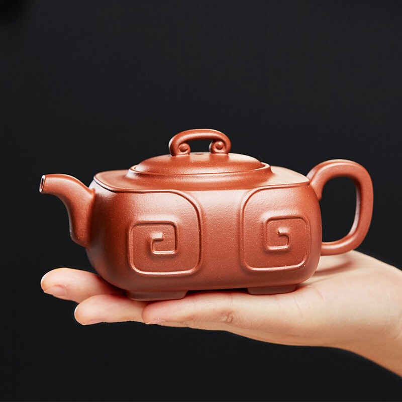 宜兴紫砂壶全手工茶具茶壶国工艺美术师李静作品四方锦云壶原矿清水泥