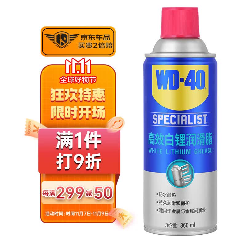 WD-40白锂润滑脂白色wd40汽车门铰链限位器金属天窗轨道润滑剂360ml怎么看?