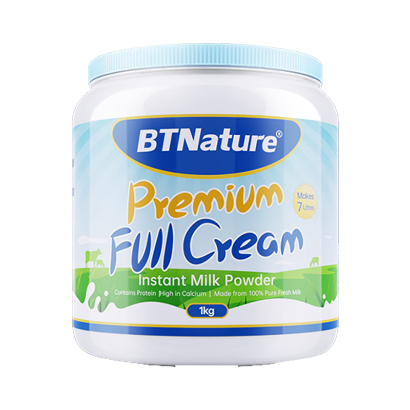 BTNature贝特恩 澳洲进口btn蓝胖子奶粉含钙全脂中老年学生女士全脂牛奶粉1kg