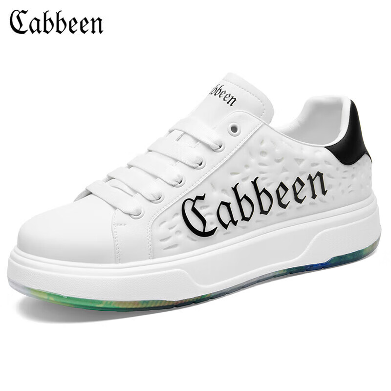 卡宾（CABBEEN）休闲板鞋男校园男鞋潮流百搭小白鞋舒适透气鞋子男 白黑 40 