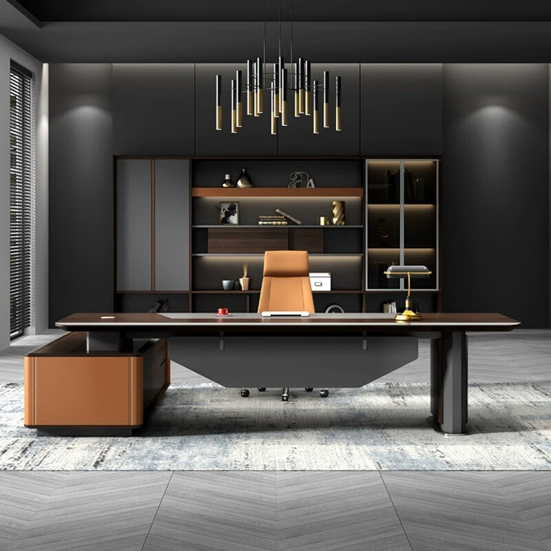 夏鸥老板桌总裁办公桌简约现代高端大班台轻奢董事长办公室桌椅组合
