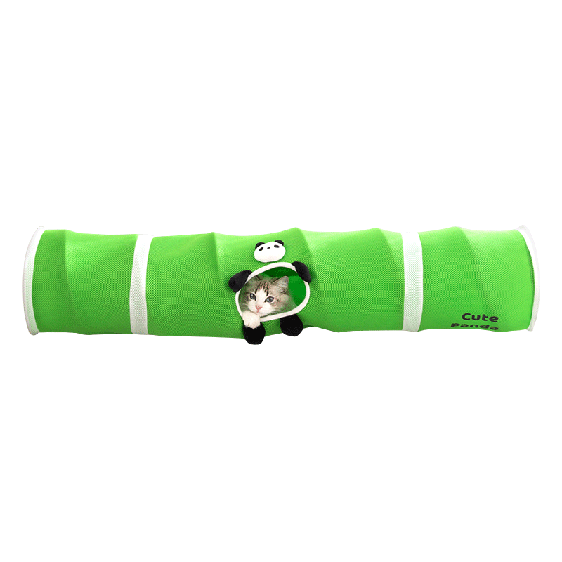 嬉皮狗（hipidog）貓咪玩具直筒三明治貓隧道自嗨解悶貓隧道幼貓逗貓棒耐咬用品大全 蒂安綠 小號-直徑25cm/長度80cm