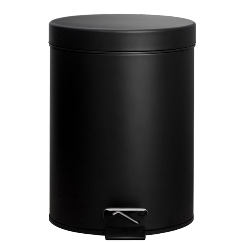 欧润哲 垃圾桶 3L黑色脚踏圆桶带盖翻盖办公室企业单位卫生间商用圆形清洁垃圾篓