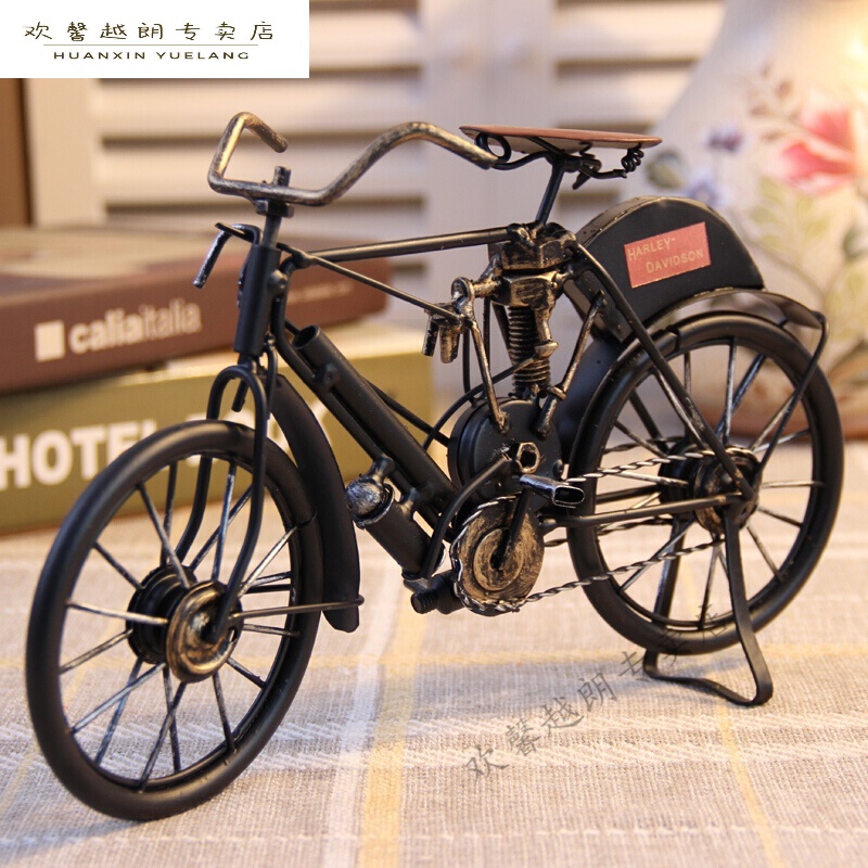 复古怀旧客厅摆件家居装饰品创意铁艺自行车模型酒柜摆设工艺品