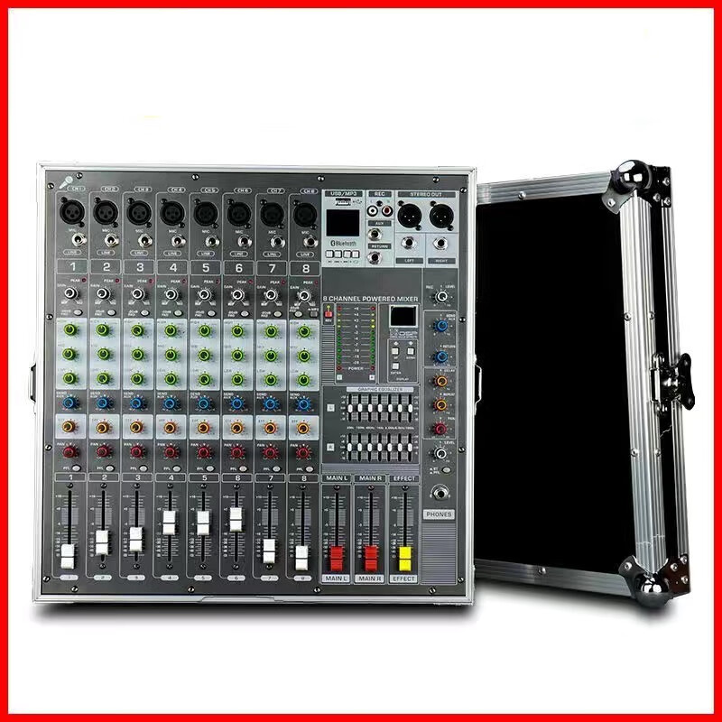 调音台带功放一体机话筒大功率航空箱舞台演出音响 (2400w2400w)八路