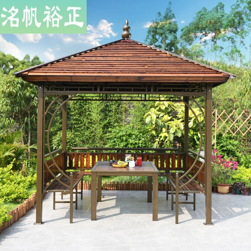 凉亭户外庭院实木别墅小木屋小房子六角花园棚防腐木乡村组装亭a 木板