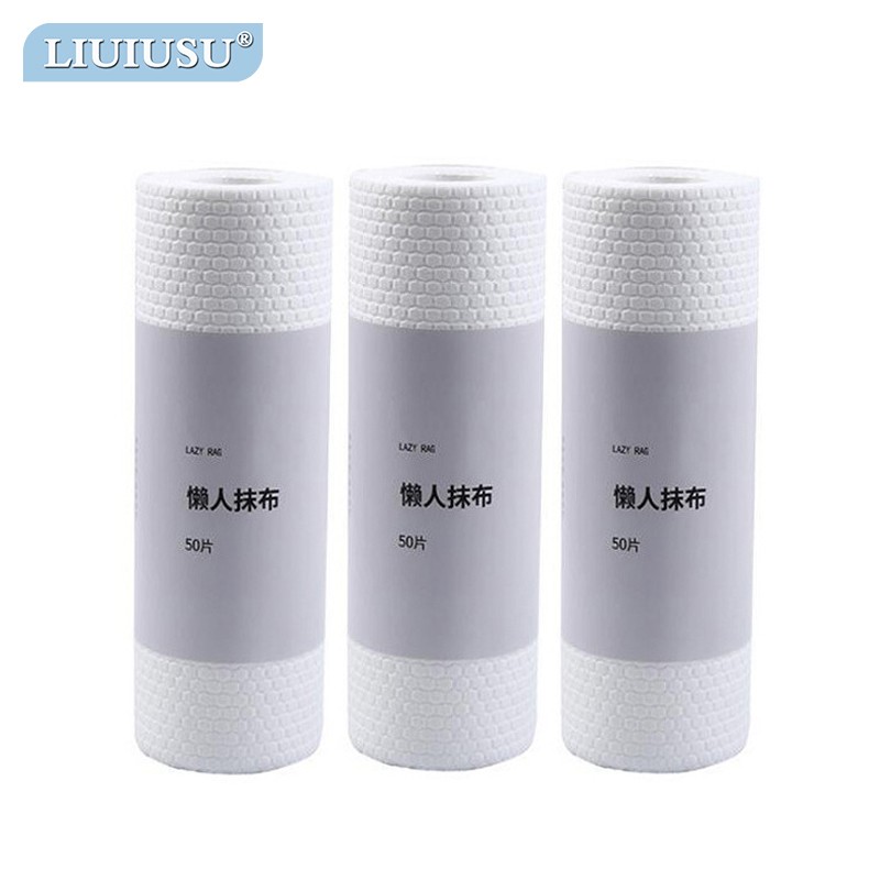 LIUIUSU 懒人抹布 家用一次性抹布无纺布强吸水不掉毛 厨房百洁布洗碗巾 3卷150片（单片25*25cm）