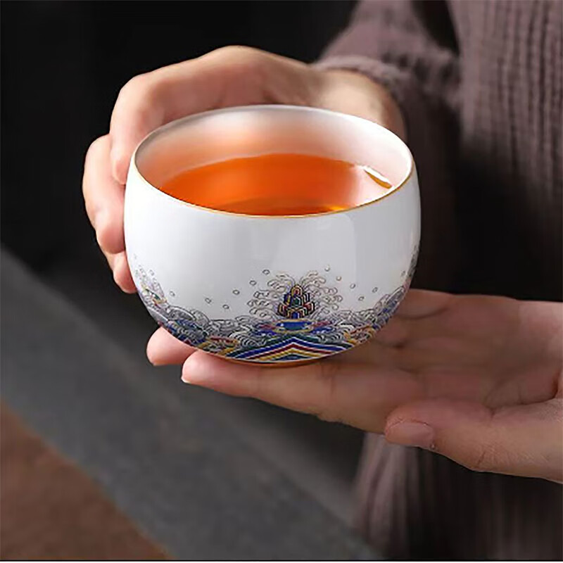 青天问月主人杯单杯鎏银杯999纯银包银陶瓷功夫茶具茶杯个人轻奢品茗礼盒 鎏银-白玉将军杯+礼盒 150ML 京东折扣/优惠券