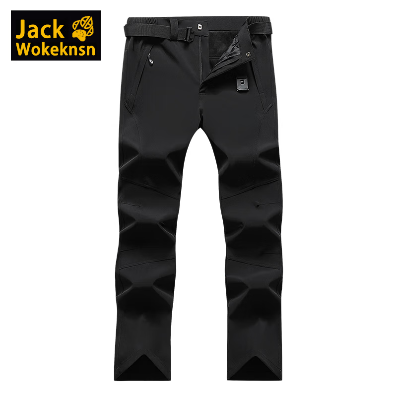 JACK WOKEKNSN狼爪云冲锋裤男防风防泼水速干裤子户外运动登山滑雪裤大码直筒裤 黑色 XL 京东折扣/优惠券