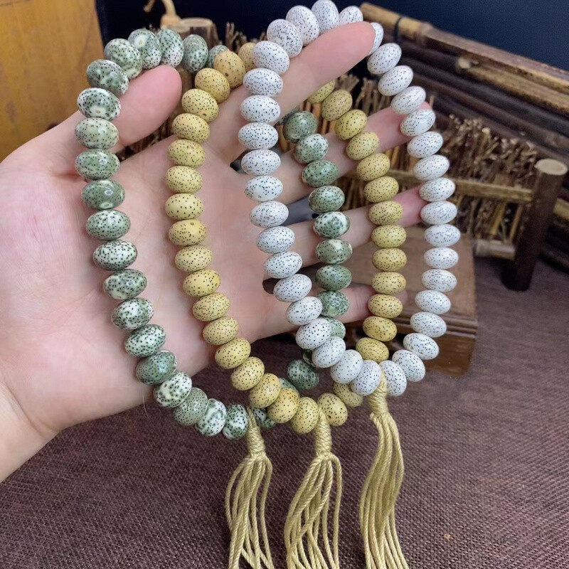 一北 天然海南籽星月菩提36颗佛珠手串 苹果珠算盘珠玄月手持款 念珠