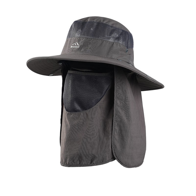 MISSION UV防曬帽男遮陽帽釣魚漁夫帽登山帽子夏季戶外防紫外線太陽帽帶面罩