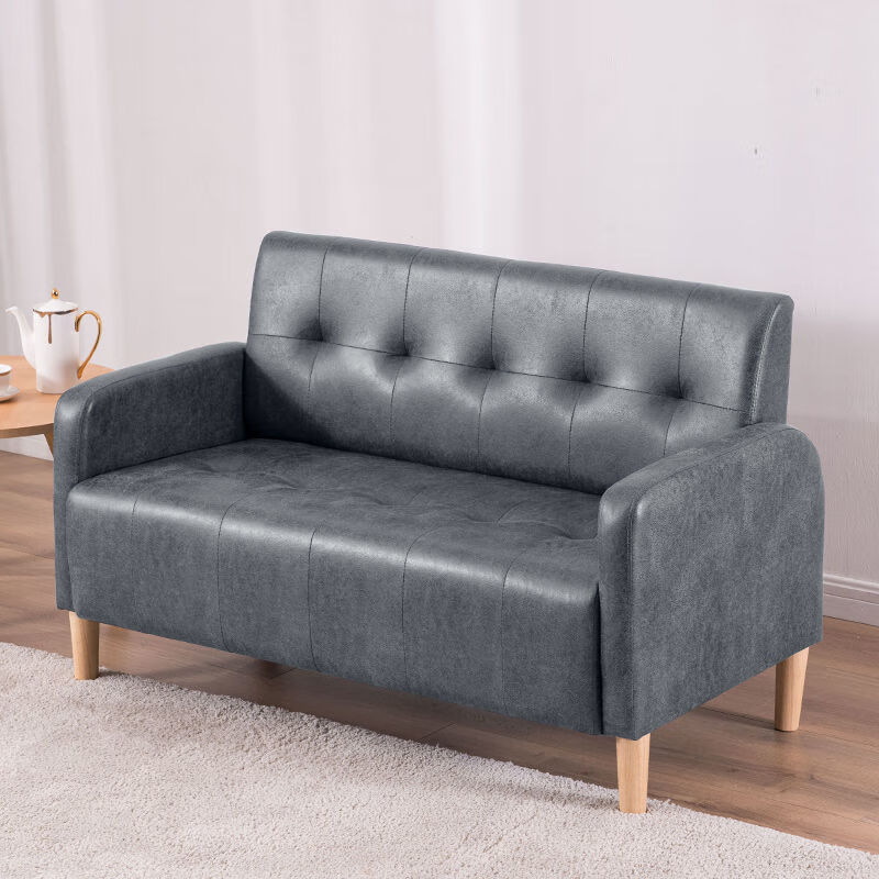 布艺沙发小户型组合科技布现代简约单人双人沙发卧室小沙发网红款 蓝灰色科技布-4 单人67cm