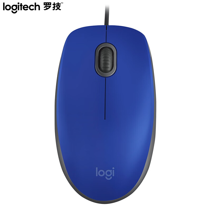 罗技（Logitech）M110 鼠标 有线鼠标 办公鼠标 轻音鼠标 对称鼠标 蓝色 自营