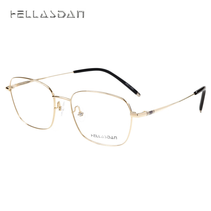 HELLASDAN华尔诗丹 日本进口简约时尚 全框 男女通用光学眼镜框架 钛 H3002 001 金色 53mm