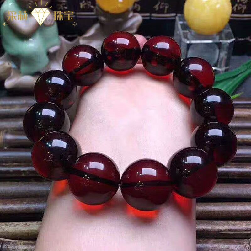 采莉琥珀血珀手串男女款原矿蜜蜡血珀手链男女款 血珀8mm