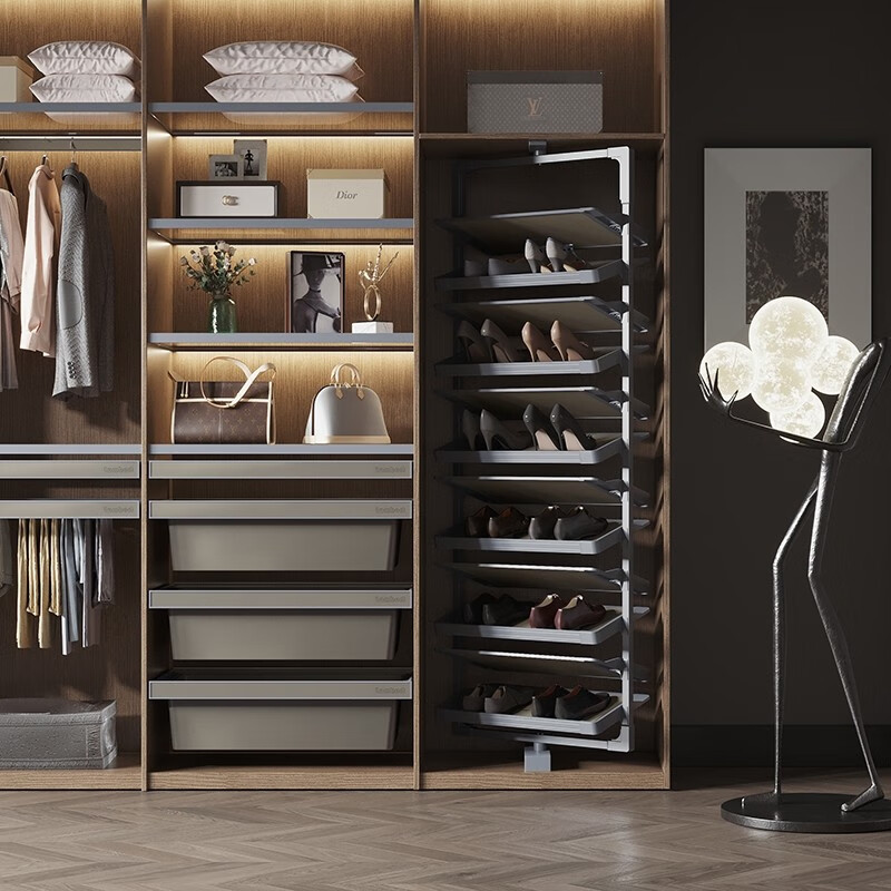 兰伯特lambert 鞋柜 旋转鞋架 360度旋转柜架多层内置抽拉鞋架五金