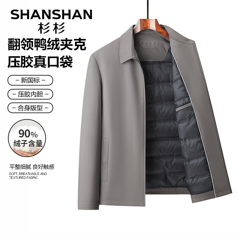 SHANSHANɼɼ��ʿ�̿��ᱡ���޷����ﶬ�������з���Ѽ�ޱ�ů�����п˿� ��ɫ 4XL /195